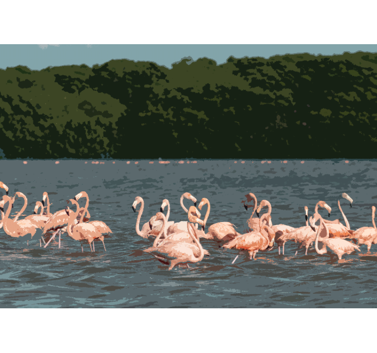 Animals wall mural flamingo flock gathering - TenStickers