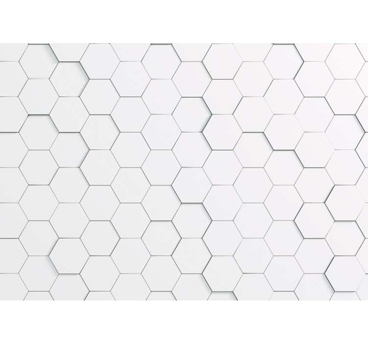 White hexagons realistic pattern 3D Wall Mural - TenStickers