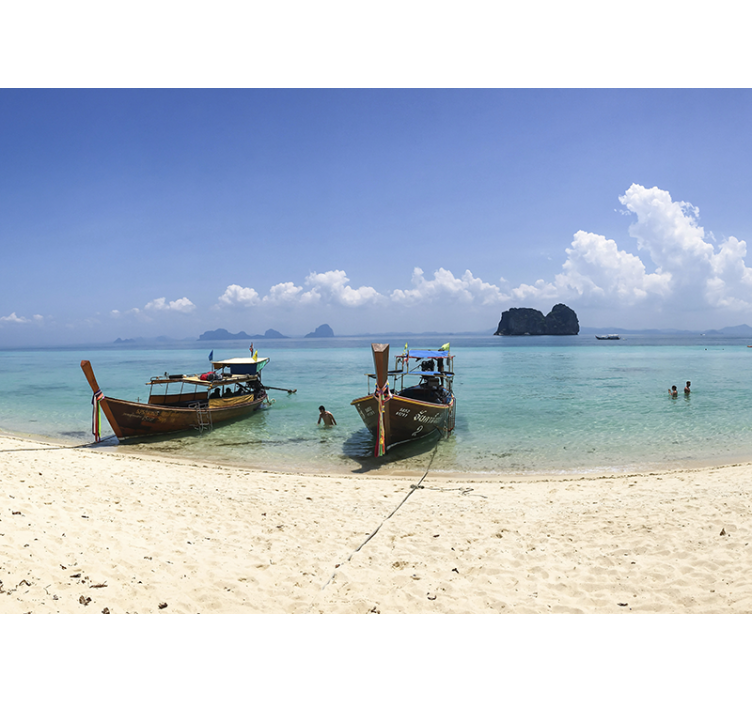 Tropical beach scene landscape wall mural - TenStickers