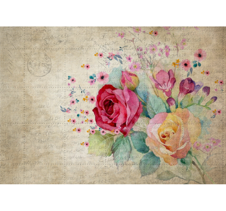 Flower wall mural rose blossom arrangement - TenStickers