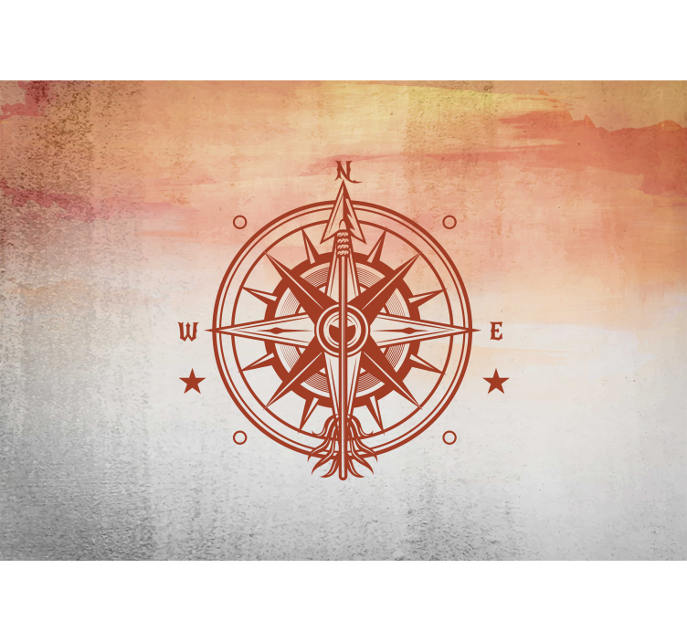 Quote wall mural compass north direction - TenStickers