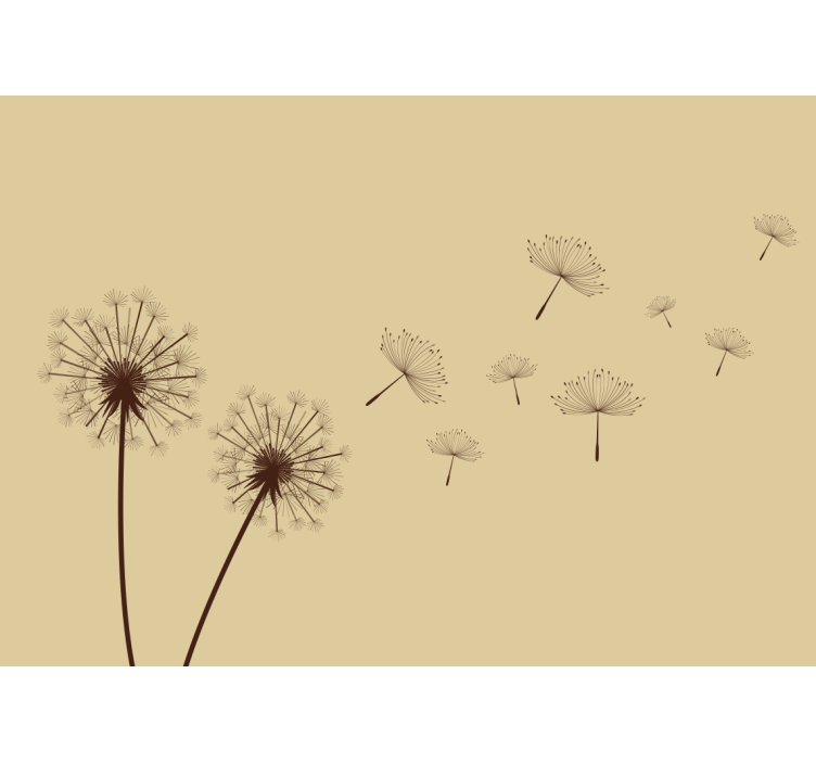 Flower wall mural dandelion seeds in the breeze - TenStickers