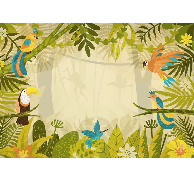 Jungle wall mural colorful jungle birds - TenStickers