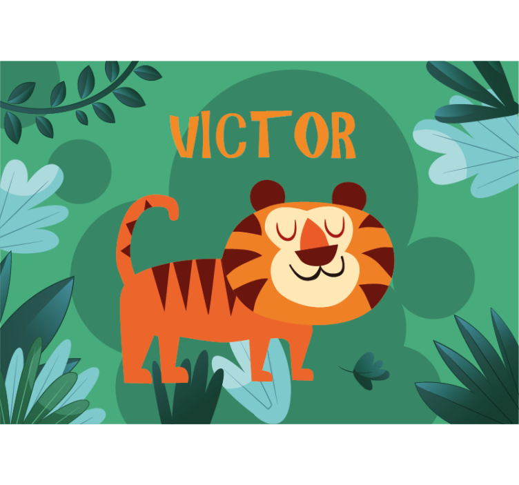 Personalized wall mural friendly tiger design - TenStickers