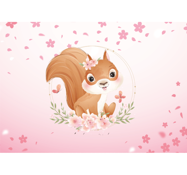 Cute squirrel for girl with name Nursery Mural - TenStickers