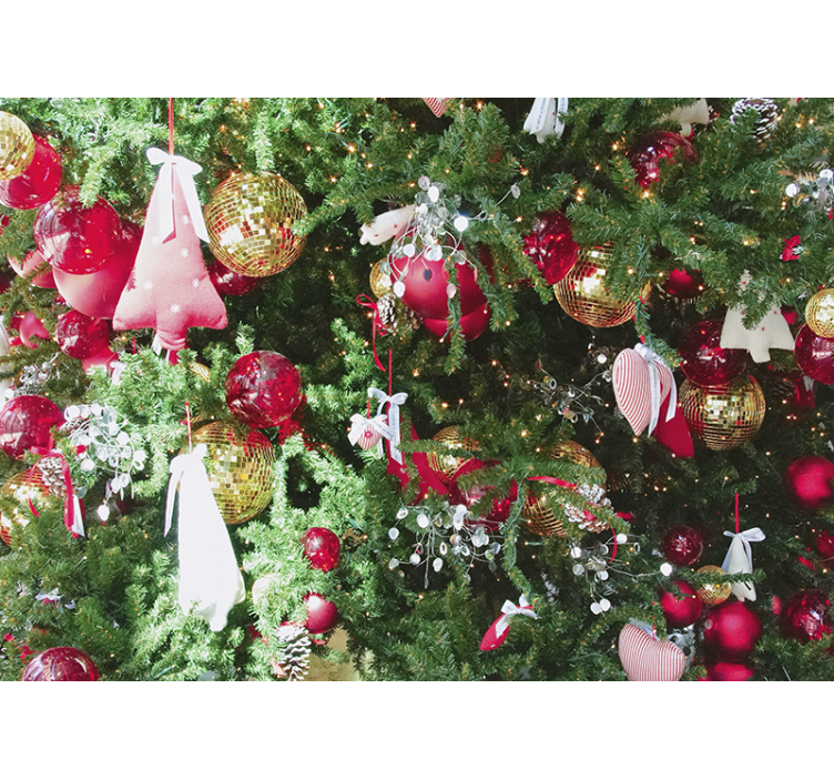 Christmas wall mural with festive holiday ornaments - TenStickers