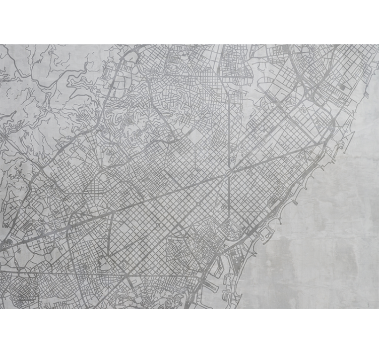 City wall mural detailed city map - TenStickers