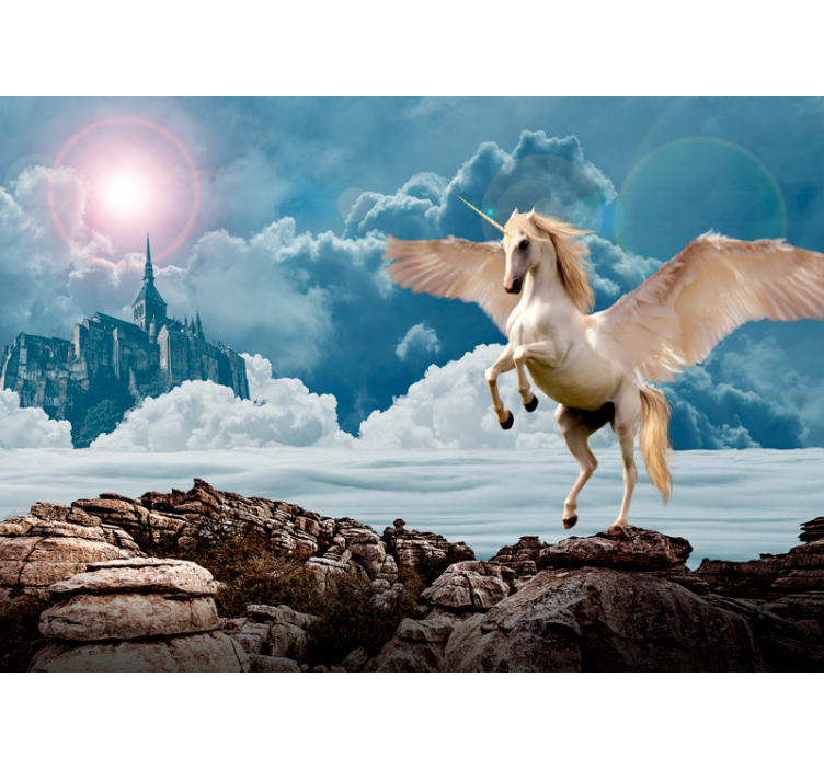 Wall mural fantasy majestic unicorn flight - TenStickers