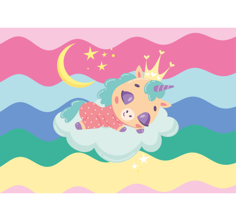 People wall mural with dreaming unicorn fantasy - TenStickers
