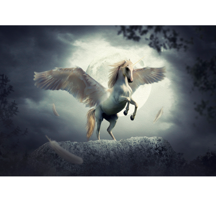 Wall mural fantasy of soaring unicorns - TenStickers