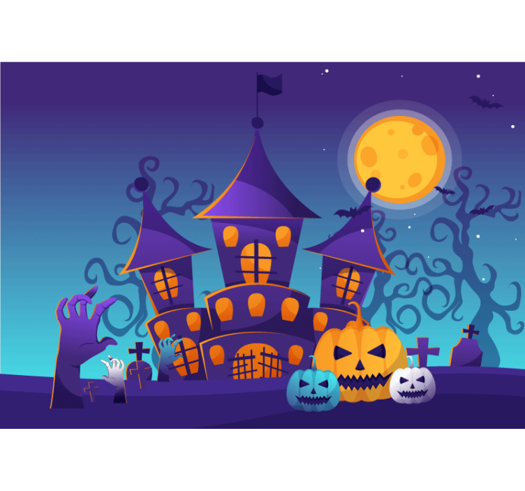 Wall mural halloween haunted castle scene - TenStickers