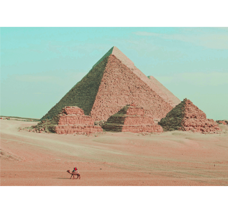 City wall mural with pyramids and camel design - TenStickers