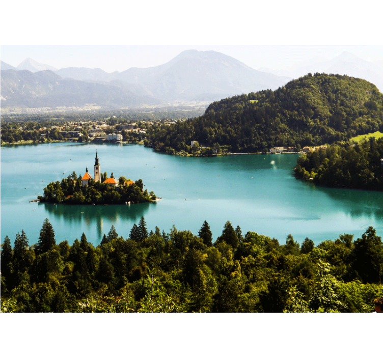 Bled lake island landscape wall mural - TenStickers
