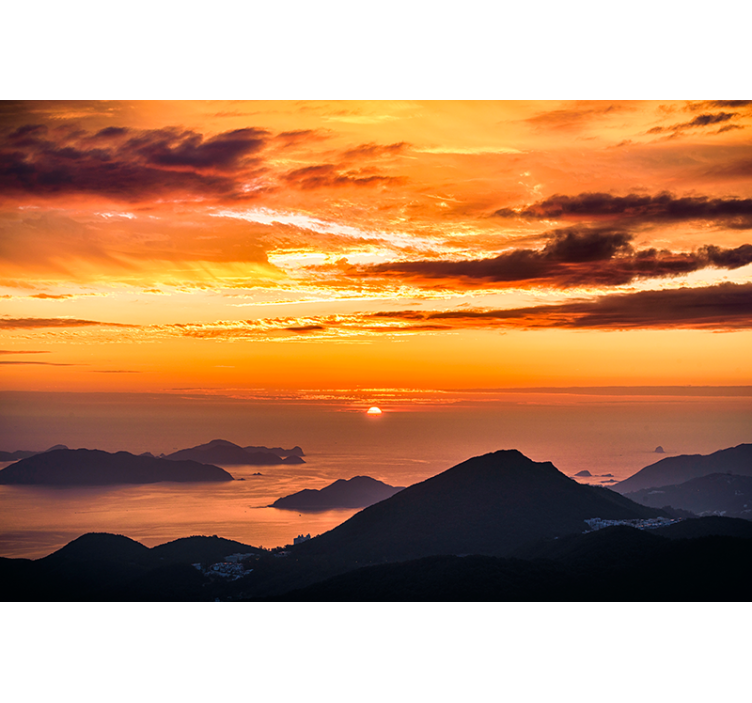 Landscape wall mural sunset over ocean - TenStickers