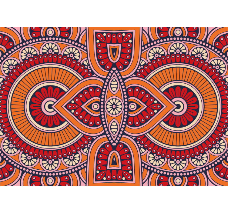 Red and orange Mandala Wall Mural - TenStickers
