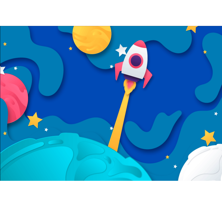 Wall mural fantasy rocket launch adventure - TenStickers