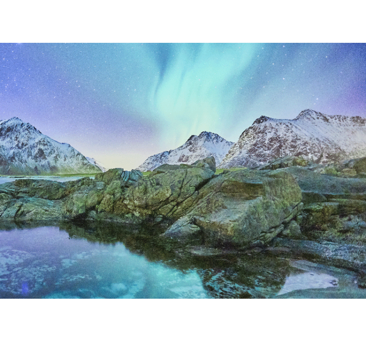 Landscape wall mural northern lights reflection - TenStickers