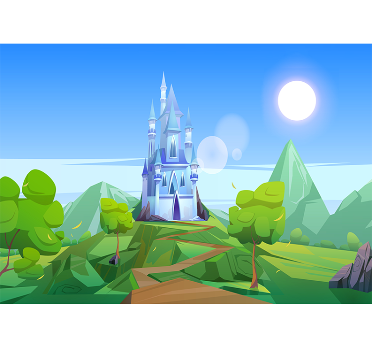 Wall mural fantasy enchanting castle scene - TenStickers
