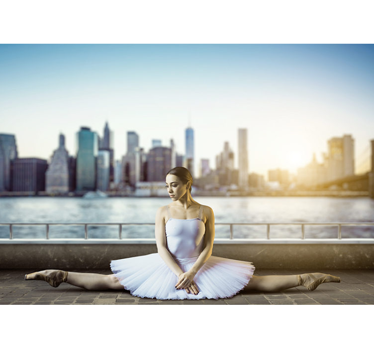 People wall mural ballet dancer cityscape - TenStickers