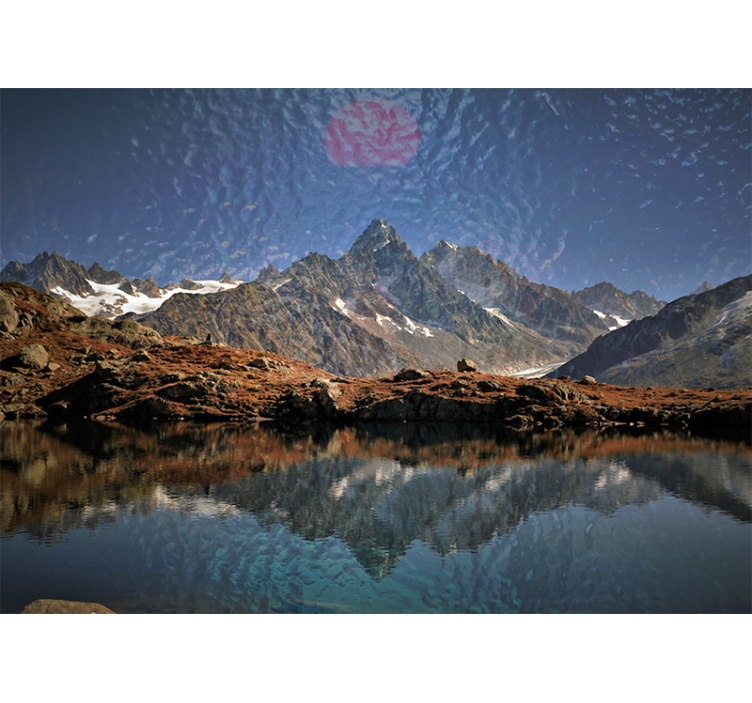 Majestic mountains reflection landscape wall mural - TenStickers