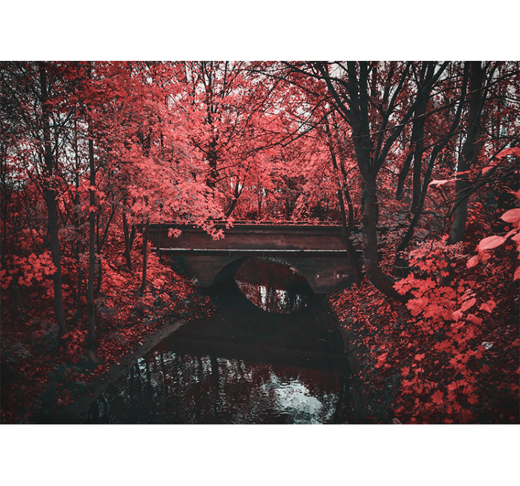 Wall mural nature red leaf forest - TenStickers