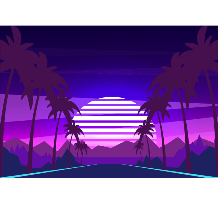 Landscape wall mural tropical sunset getaway - TenStickers