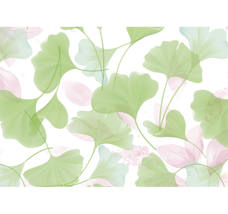 Flower wall mural with ginkgo leaf design - TenStickers