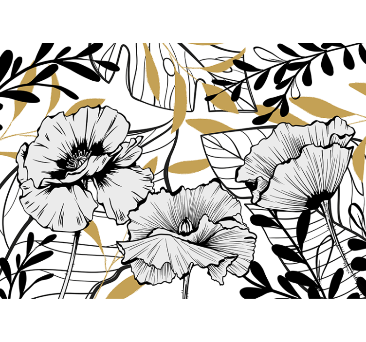 Floral Outline Patterns flower wall mural - TenStickers