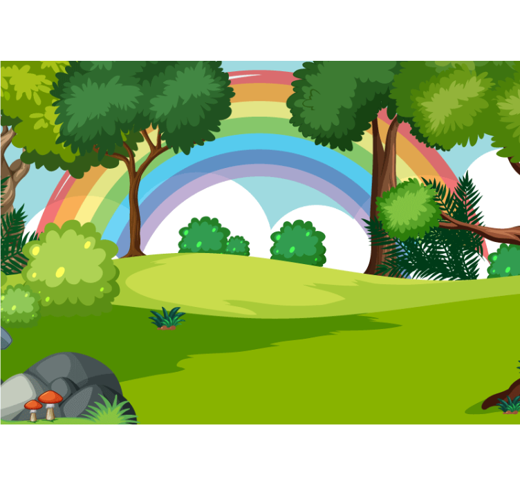 Rainbow and green forest Kids wall Murals - TenStickers