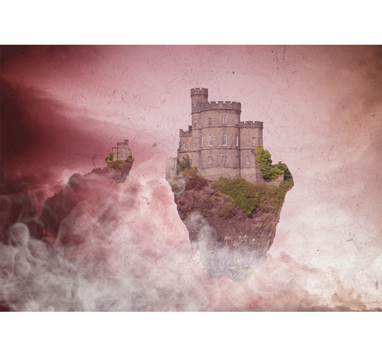 Wall mural fantasy floating castle scene - TenStickers