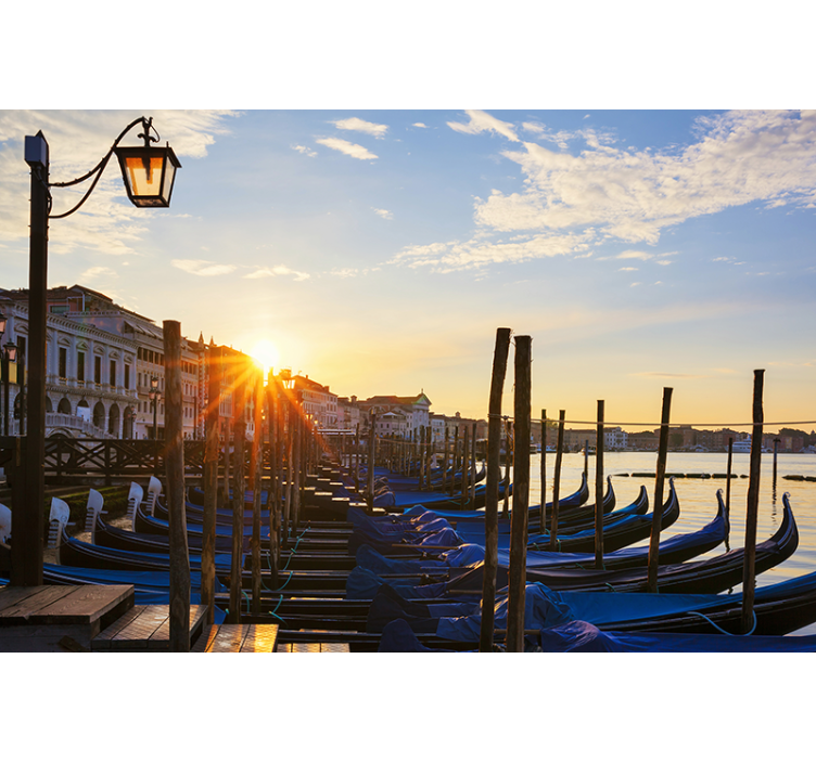 City wall mural venetian sunset scene - TenStickers