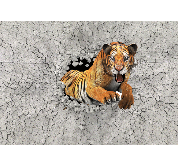 Solid 3D Tiger Painting wall mural - TenStickers