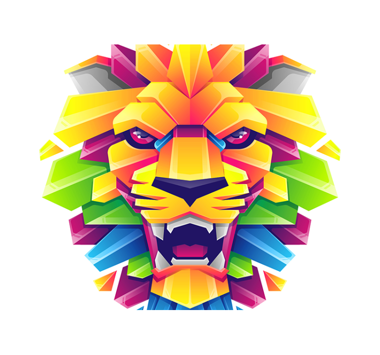 Lion wall mural vibrant lion face - TenStickers