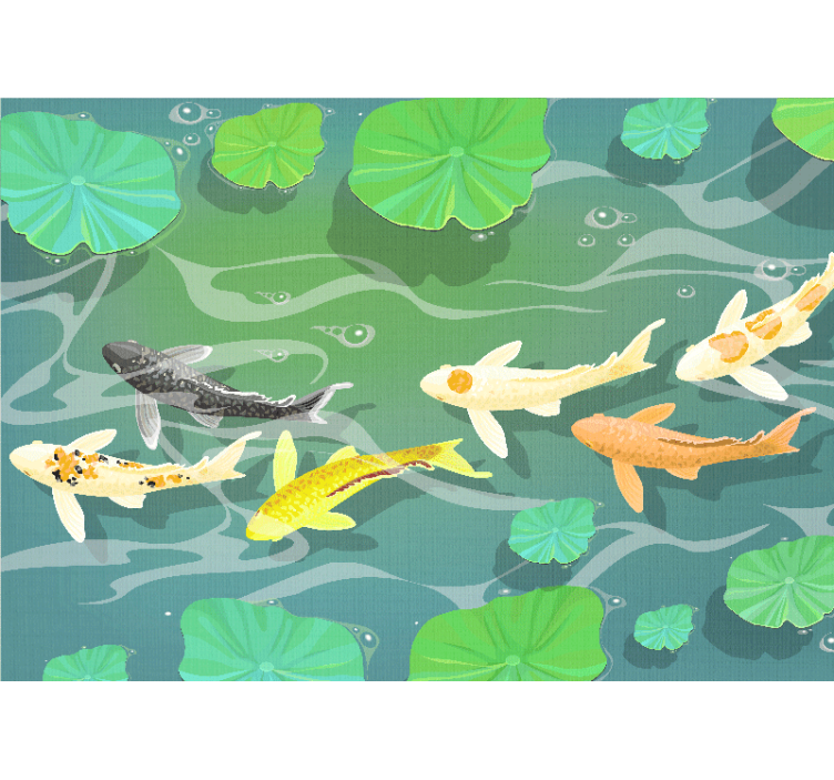 Animals wall mural koi fish pond design - TenStickers