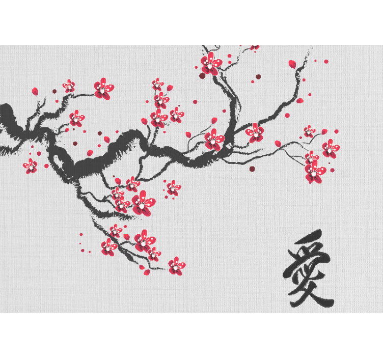 "Japandi style" abstract tree wall mural - TenStickers