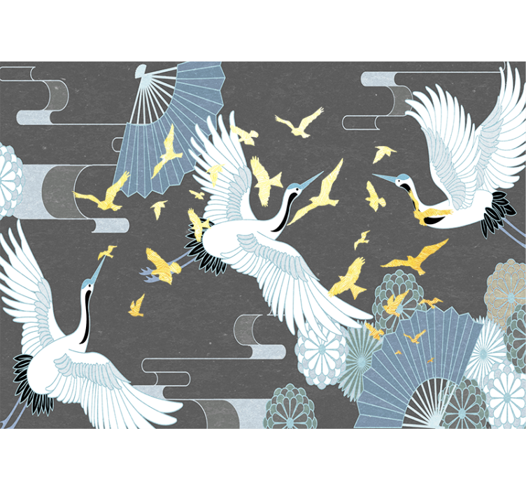 Animals wall mural of elegant soaring cranes - TenStickers