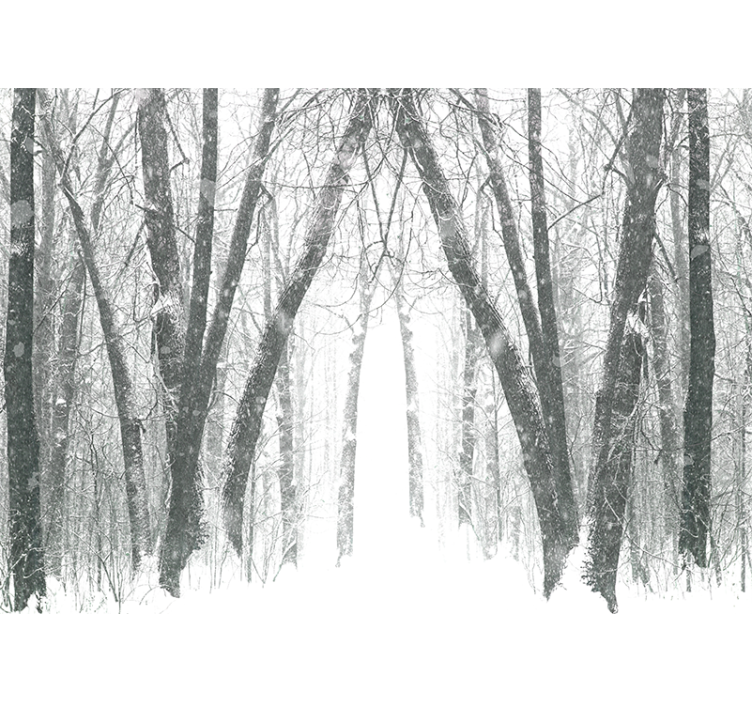 Snowy forest path forest wall mural - TenStickers