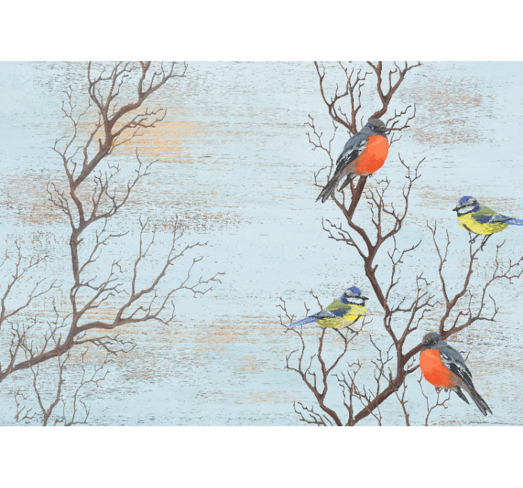 Animals wall mural birds on branches - TenStickers