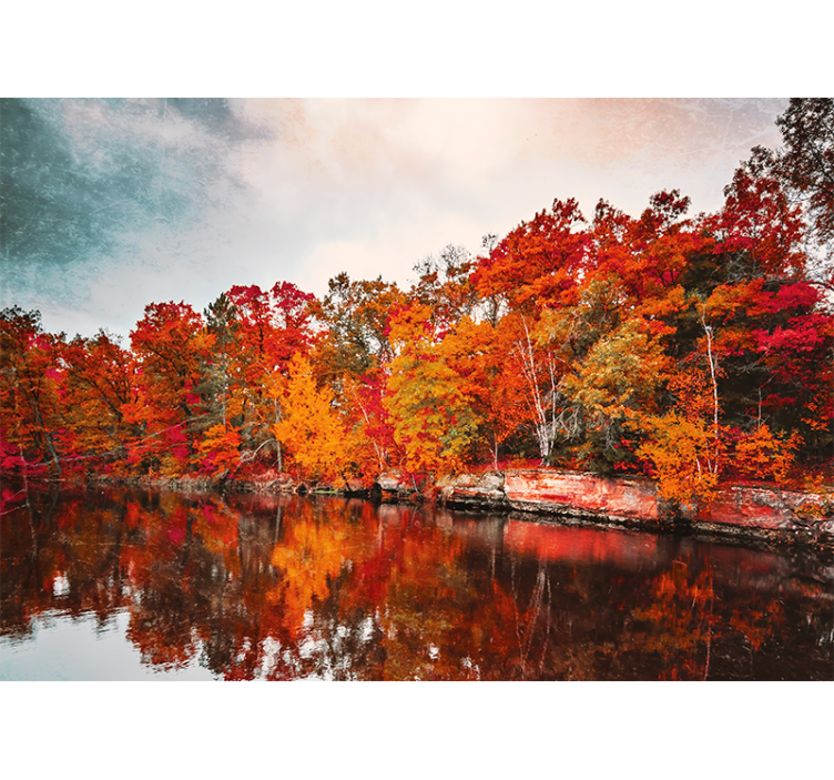 Autumn forest reflection landscape wall mural - TenStickers