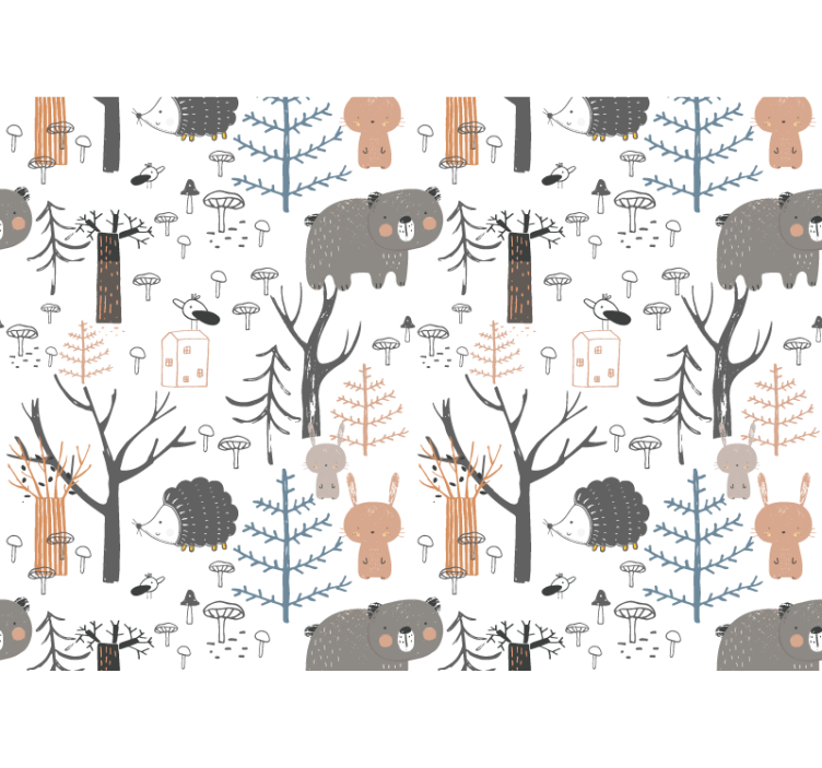 Scandinavian forest with animals Wall Mural - TenStickers