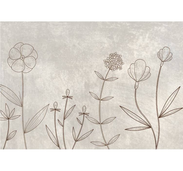 Flower wall mural sketchy floral design - TenStickers