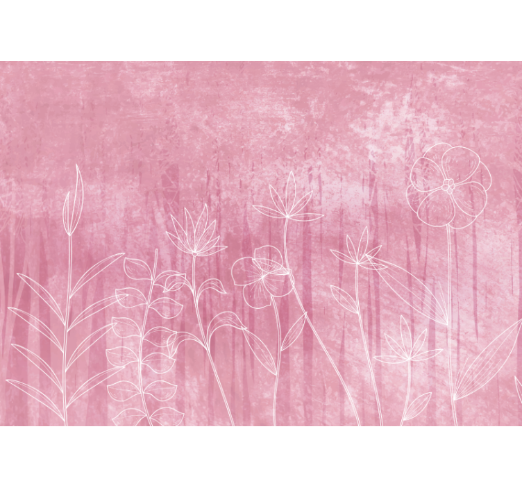 Flower wall mural delicate floral outline - TenStickers