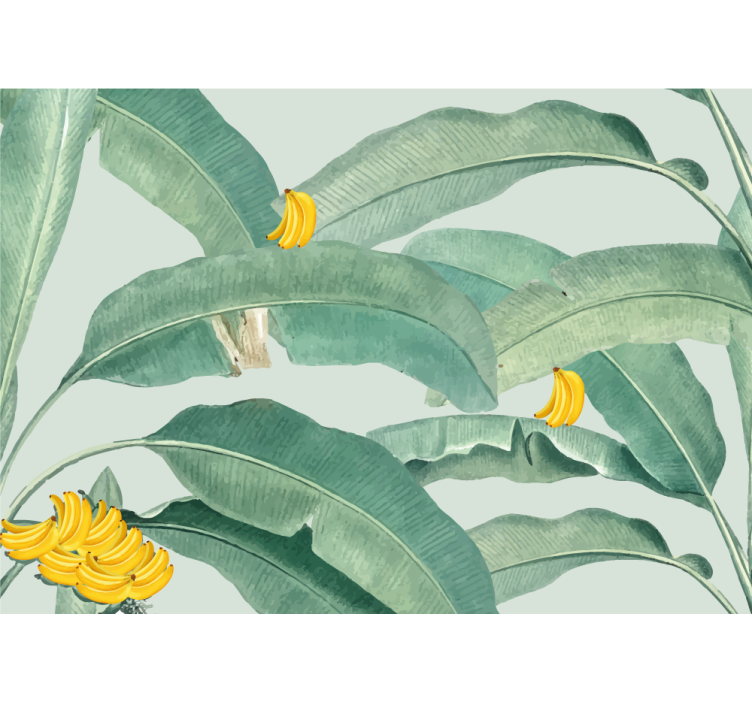 Banana trees with leaves living room wall mural - TenStickers