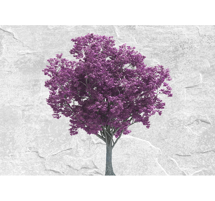 Minimalistic tree pink flower nature wall mural - TenStickers
