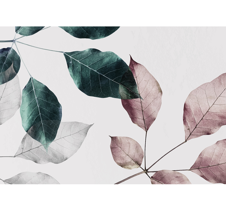 Wall mural nature with graceful leaf designs - TenStickers