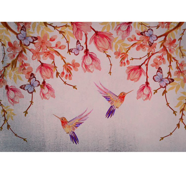 Magnolia Birds Chinese Style Wall Mural - TenStickers