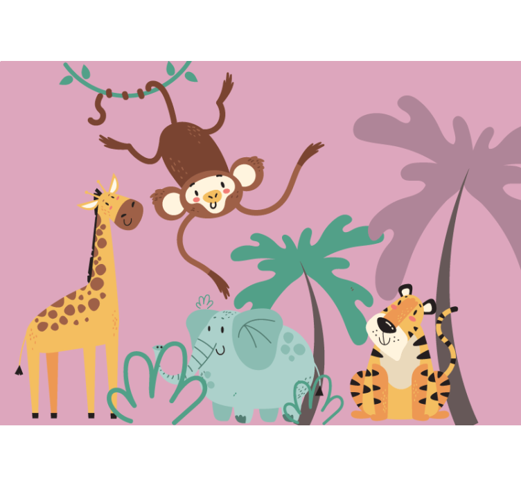 Animals wall mural playful jungle companions - TenStickers