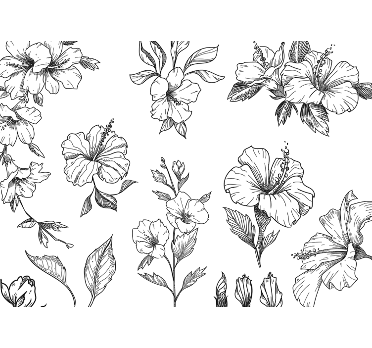 Flower wall mural hibiscus floral designs - TenStickers