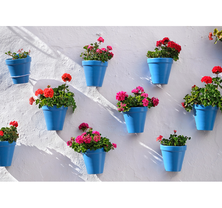 Floral Hanging Pots flower wall mural - TenStickers