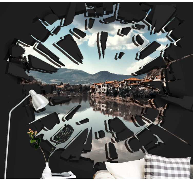 3d broken wall with image custom wall mural - TenStickers